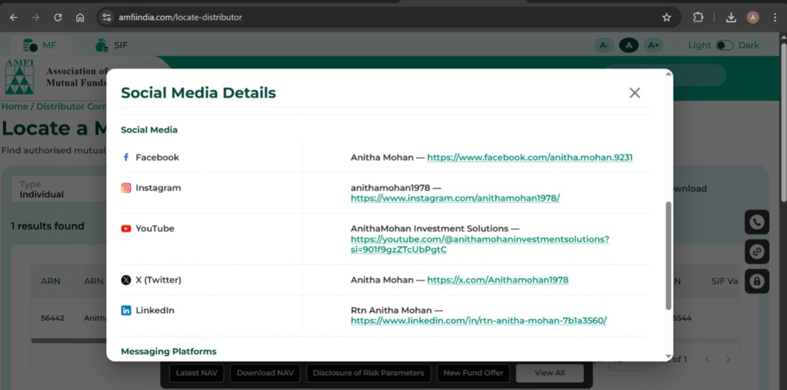 AMFI- SOCIAL MEDIA DETAILS